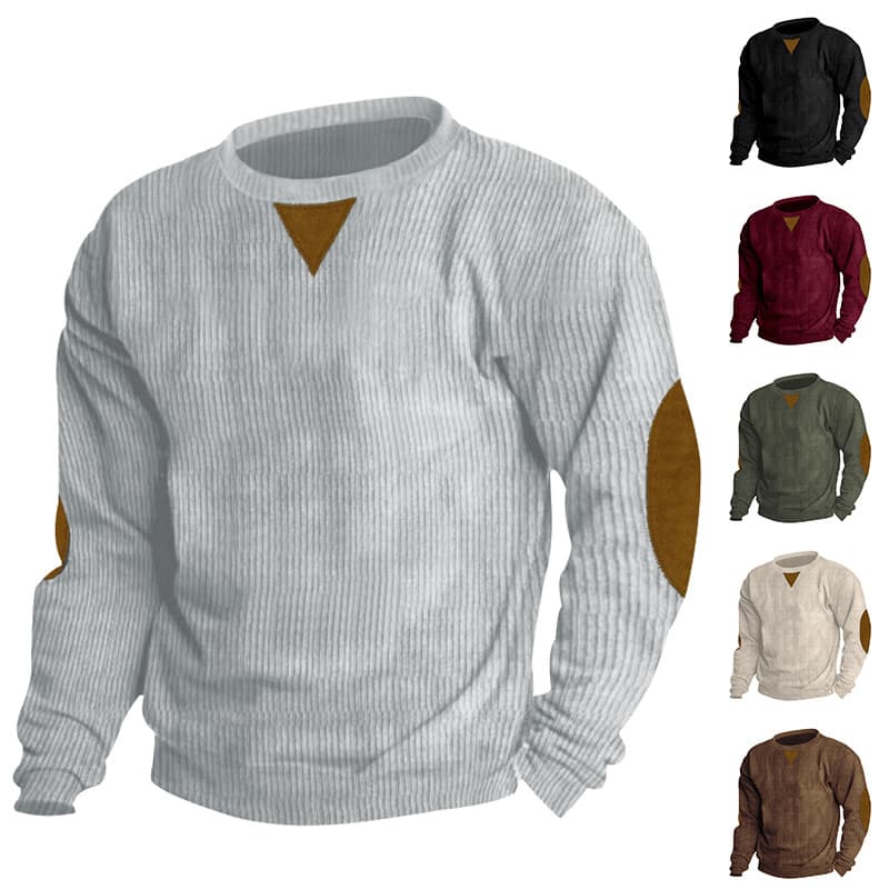 Men's Clothing Autumn And Winter Round Neck Casual Stand Collar Corduroy Long Sleeved Sweatshirt In Stock
