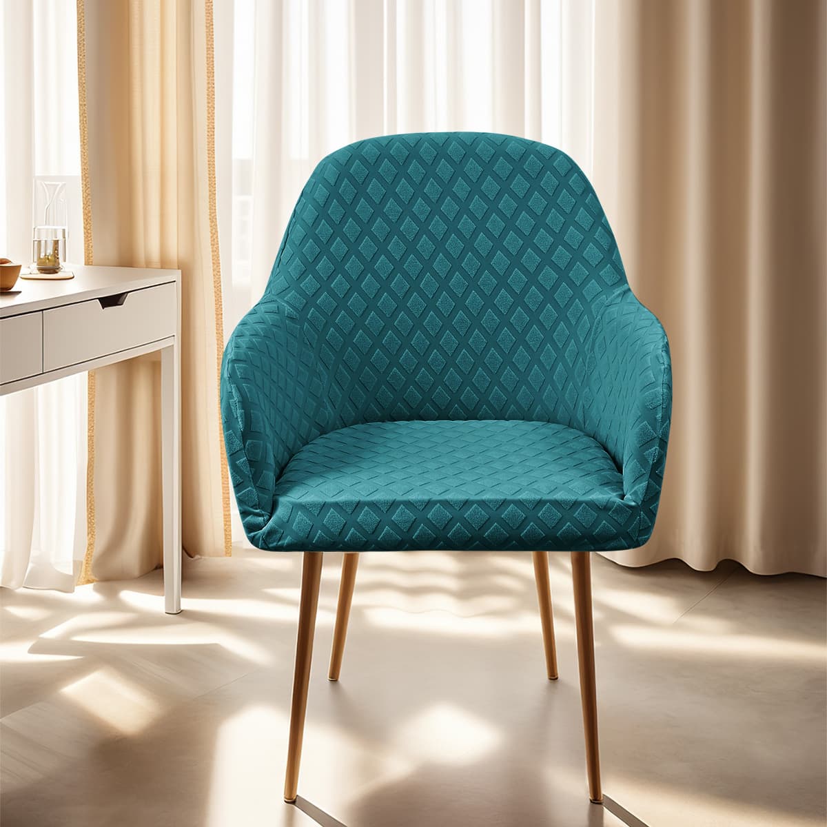 Elastic Jacquard Diamond New Curved Chair Cover High Armrest Elastic Special Shaped Hotel Dining Chair Cover
