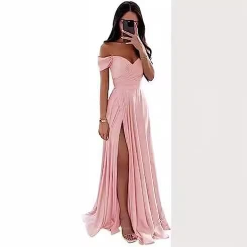 Women's Clothing Bridesmaid Dress Long Dress Slimming Strapless Bestie Prom Formal Dress Simple Sexy