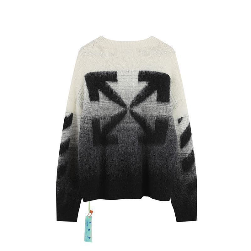 Nouvelle tendance automne/hiver OW WAR pull ample en laine tricoté jacquard mohair dégradé de flèches