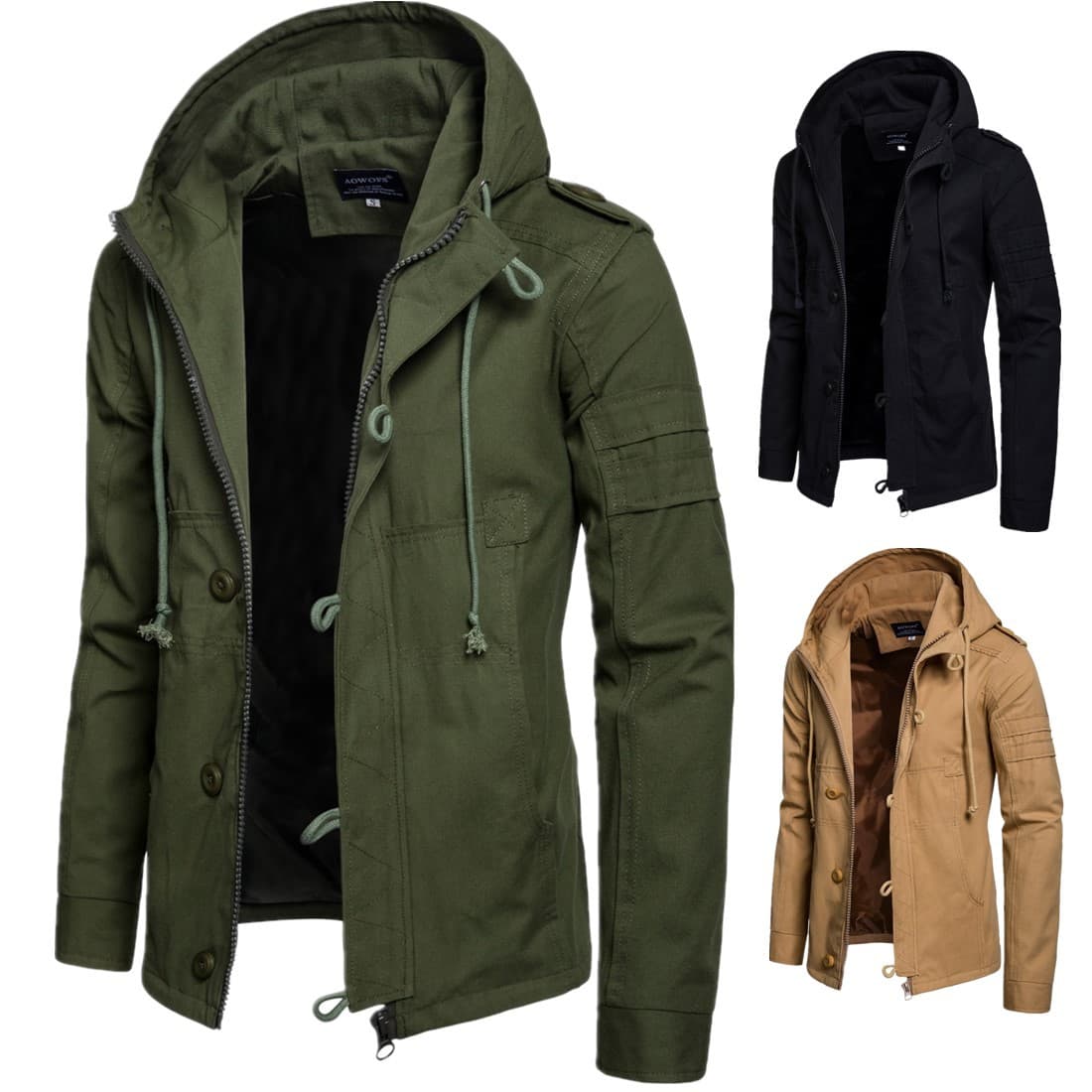 Man's clothing Men's hooded cotton jacket cardigan jacket