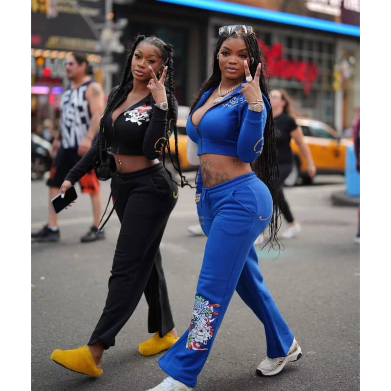 Women's Clothing Casual Street Printing 2 Piece Suit Girlfriends Wear Multi Color Suit