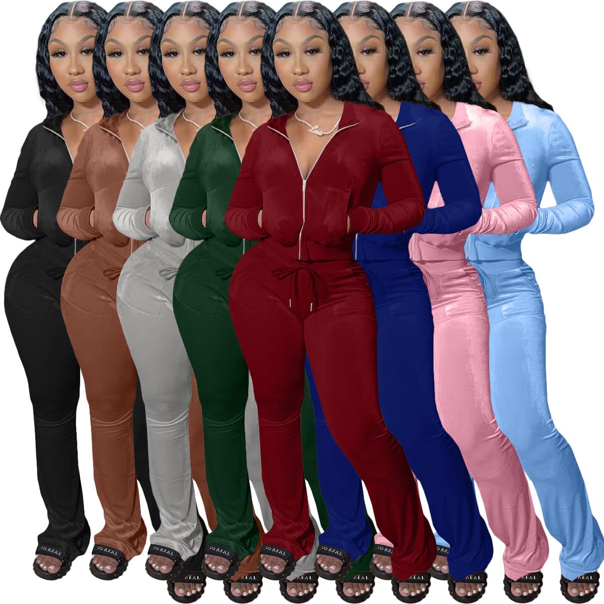 Women's Clothing Women's Autumn And Winter Velvet Casual Sports Suit