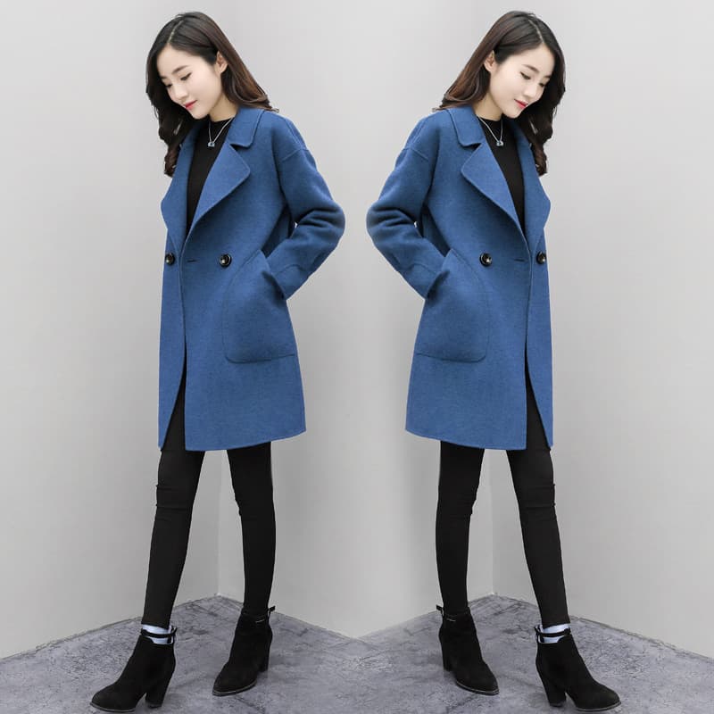 Women's Petite Wool Coat Winter Oversized Loose Fit Long Sleeve Trench Coat With Thick Warm Fleece Lining​