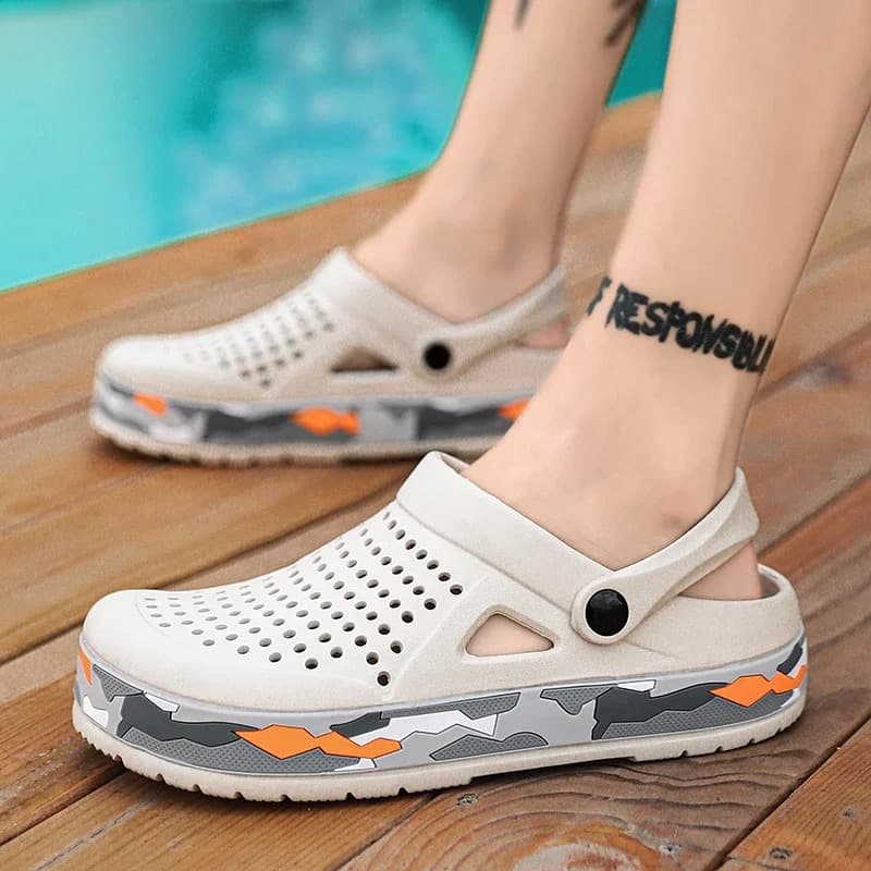 YGTOF Band Men Sandals Black Garden Casual Aqua Clogs Hot Male Summer Slides Flip Flops Beach Swimming Shoes Mens Slippers Zapatos