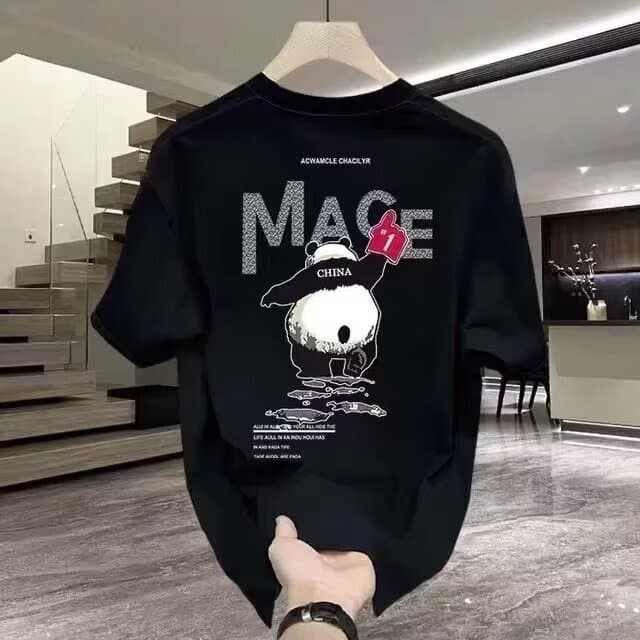 High-end Short-sleeved T-shirt Men's 2024 New Trendy Brand Round Neck Loose Casual Printed All-match Barker Men's Top