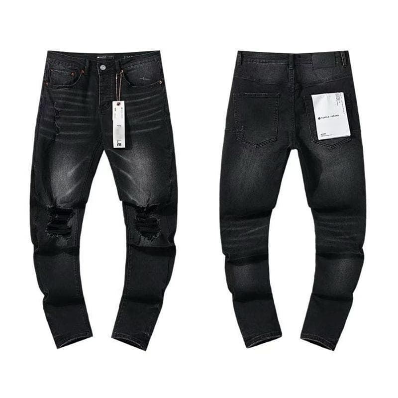 Jeans droits brodés et écussons pour hommes - Denim