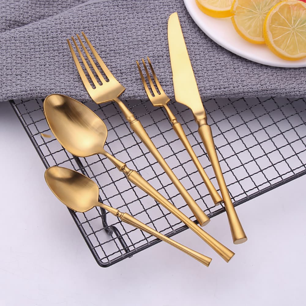 Matte Black 5-Pack Cutlery - Gold Accent Sliver Kitchen