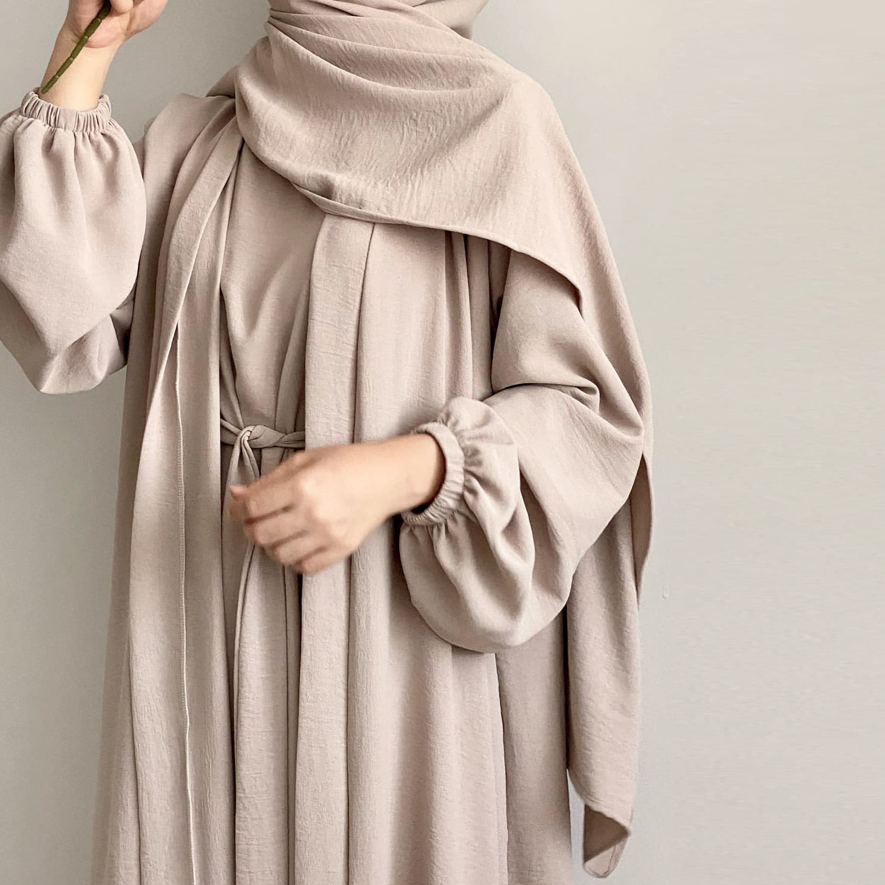 Verve Muslim Loose Solid Color Long Two-Piece Dress Set