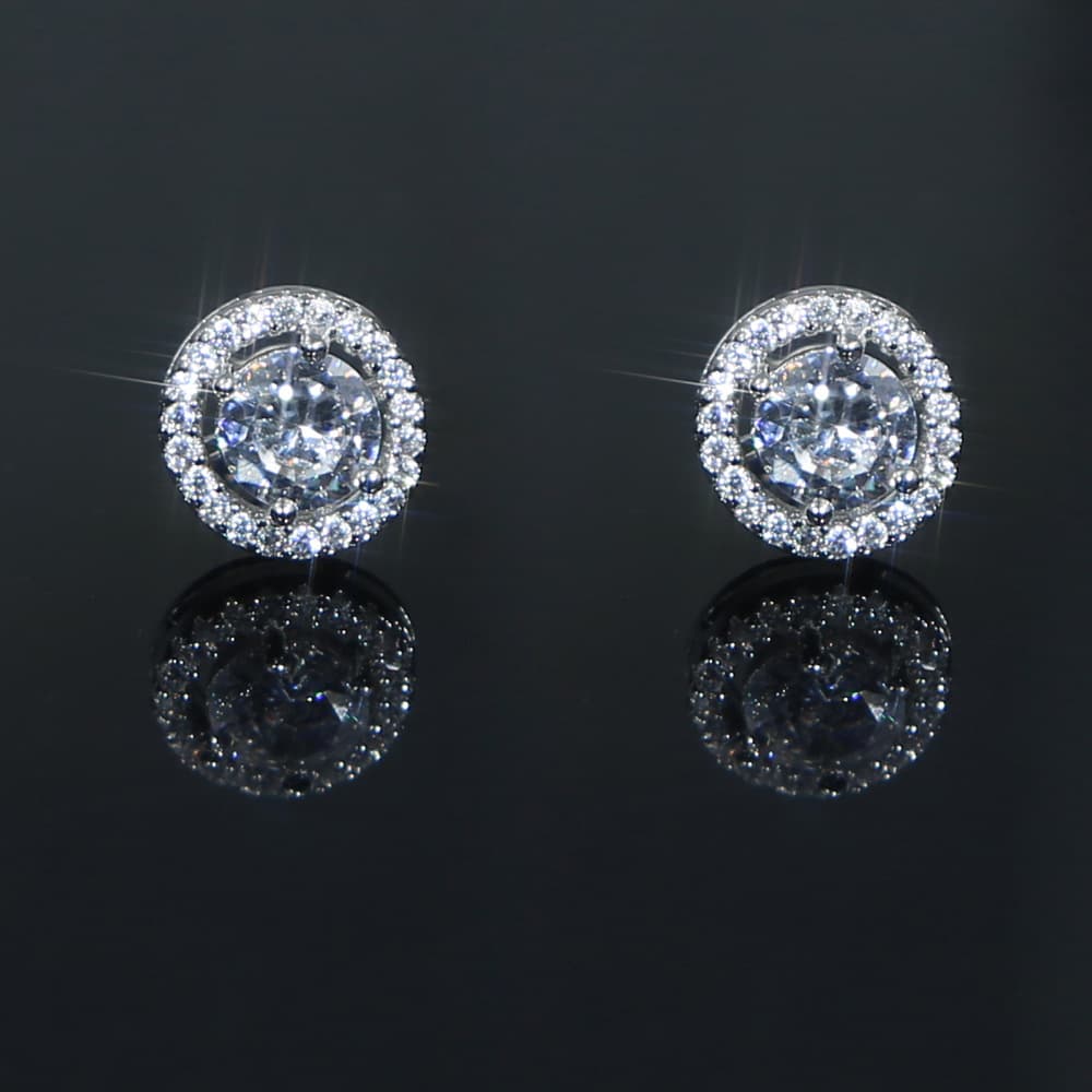 Nouvelles boucles d'oreilles rondes en zircon et diamant pour homme