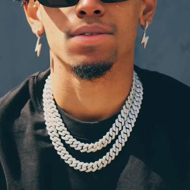 Alloy Full Diamond 13mm Cuban Necklace Men's Hot Selling Hip Hop Accessories Clavicle Chain Light Luxury High End Jewelry