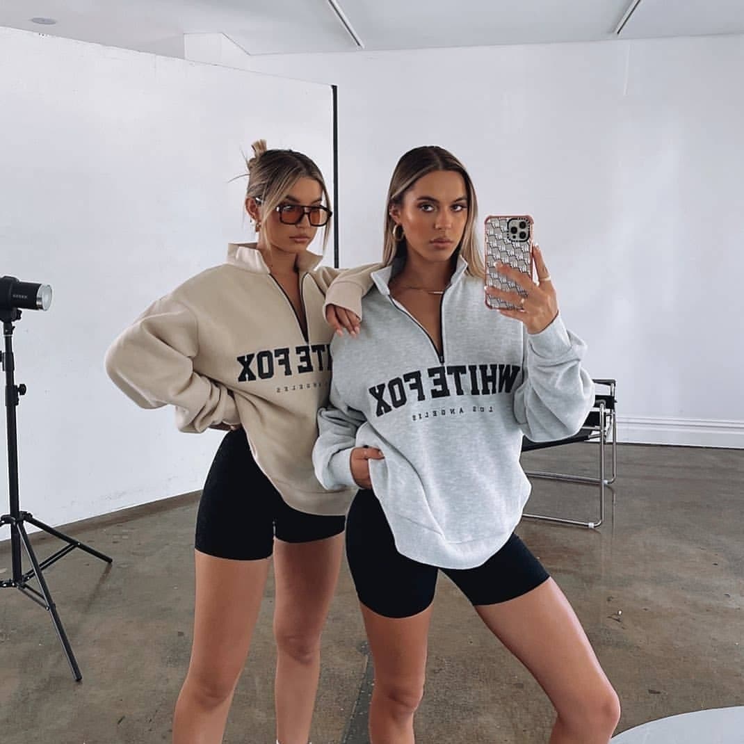 Women's Autumn And Winter New Casual Joker Half-open Collar Zipper Printed Long-sleeved Sweatshirt