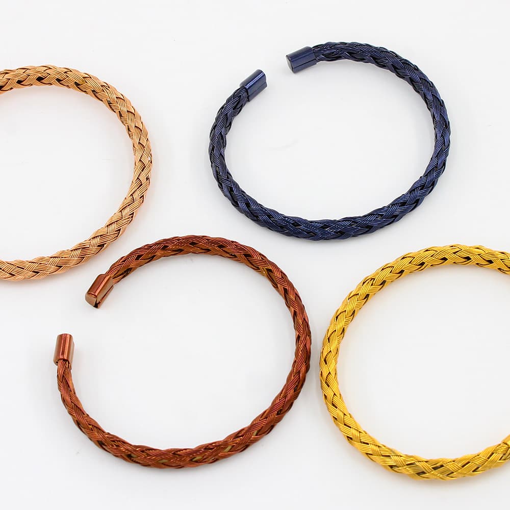 Men And Women's Jewelry Simple And Versatile Stainless Steel Braid Wire Open Bracelet Braided Mesh Bracelet Titanium Steel Jewelry