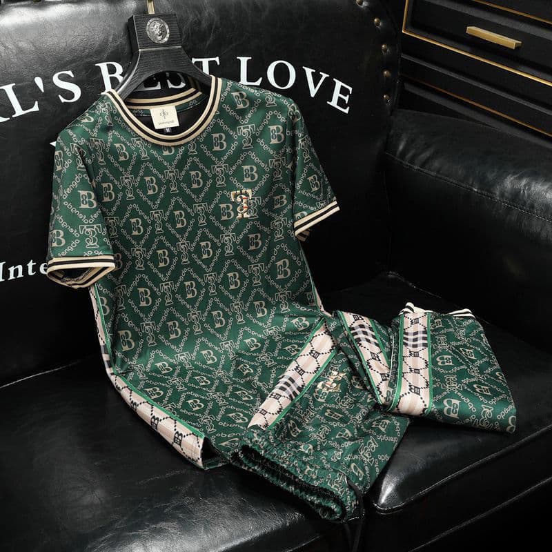 Trendy Printed Short Sleeved Sports Summer, A Complete Set Of High-end Handsome Casual Sets For Men's Clothing