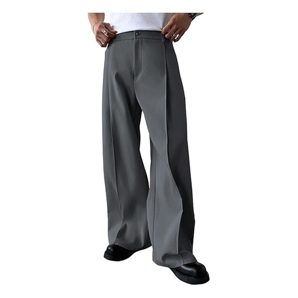 Pantalon de costume pour homme, couleur unie, plissé sur le devant, en sergé drapé, coupe droite, idéal au quotidien.