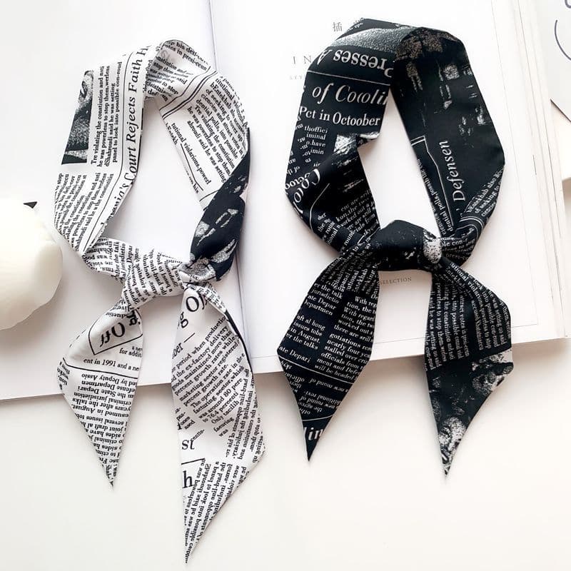 Ins fashion small silk scarf spring and autumn silk scarf female hair band narrow long strip versatile decorative scarf