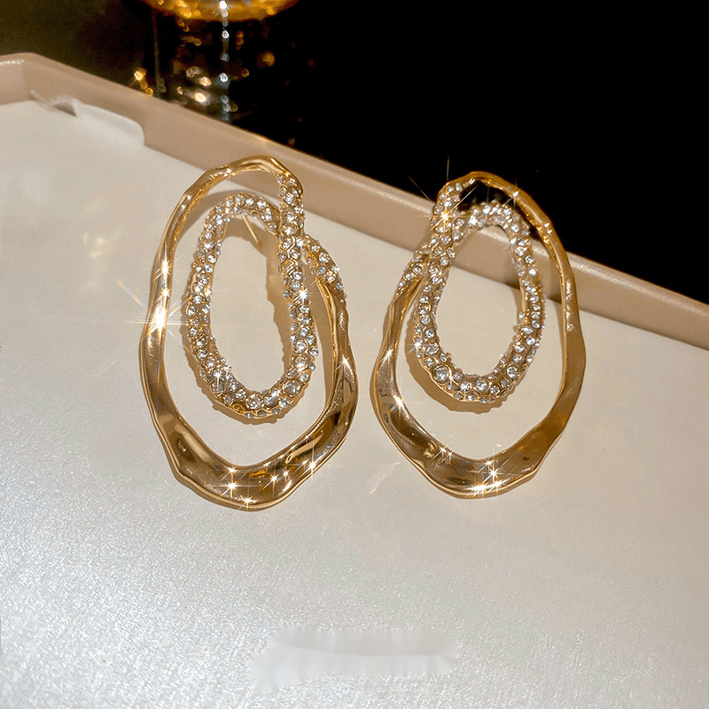 Irregular Oval Earrings With Fashionable Design, Light Luxury And High-end Earrings For Women