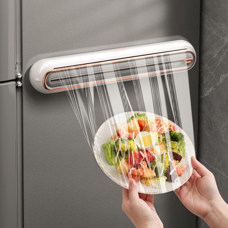 Magnetic Food Wrap Cutter – ABS Kitchen Tool For Effortless Plastic Wrap Dispensing (Black/Grey, Space-Saving, Gift-Ready Packaging)​