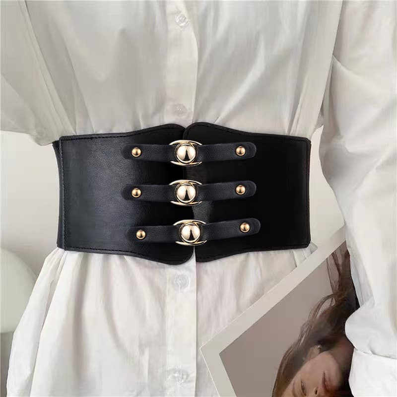 Unisex Waist women's decoration with skirt wearing a fashionable coat shirt simple waist accessories elastic wide belt.