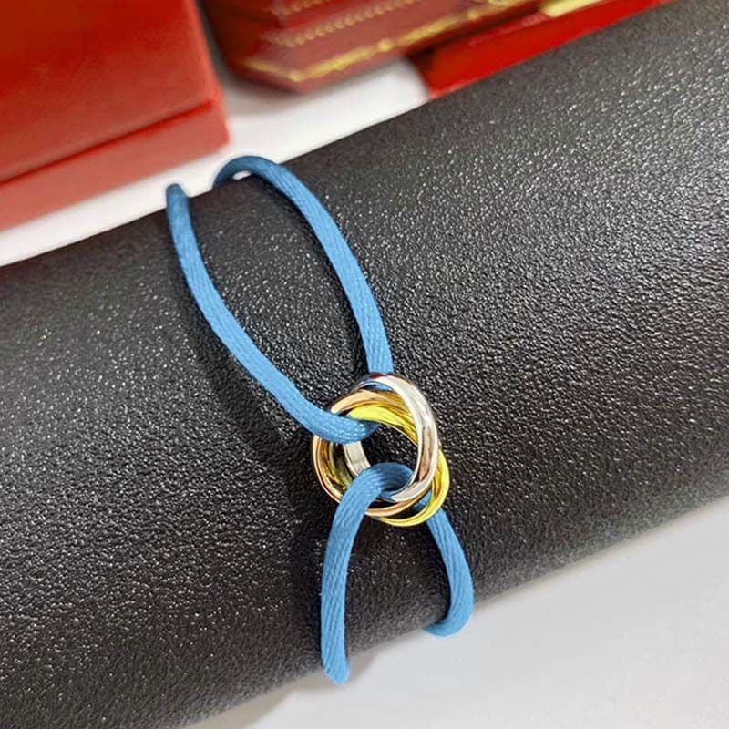 Bracelet homme femme créateur bijoux or unisexe acier inoxydable 3 boucles métal ruban lacé chaîne multicolore