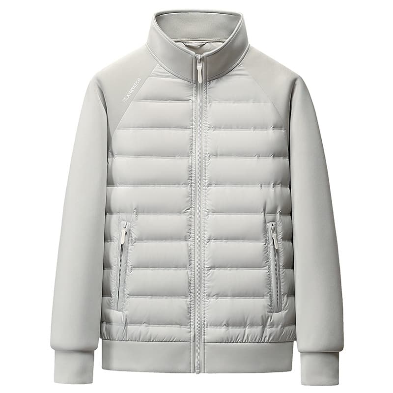Ultra-Lightweight White Duck Down Winter Jacket For Men & Women, Stand Collar, Solid Color, Logo Customizable, Windproof & Warm Coat