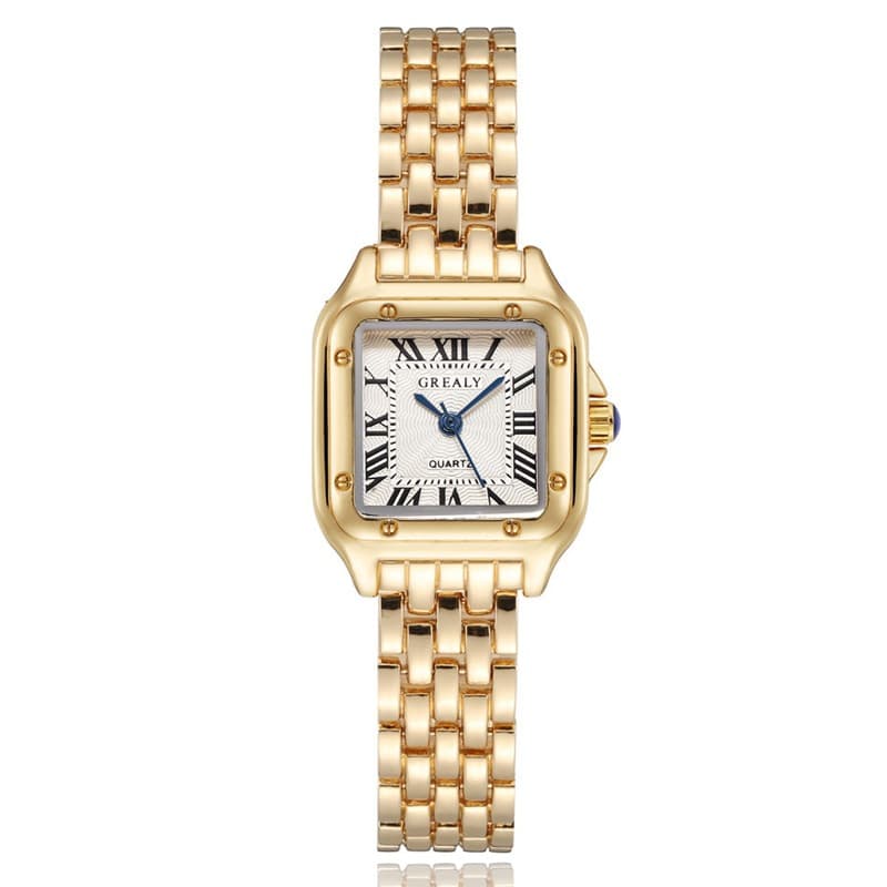 High Quality Gold Square Silver Stainless Steel Belt Quartz Women's Student Gift Jewelry Watch