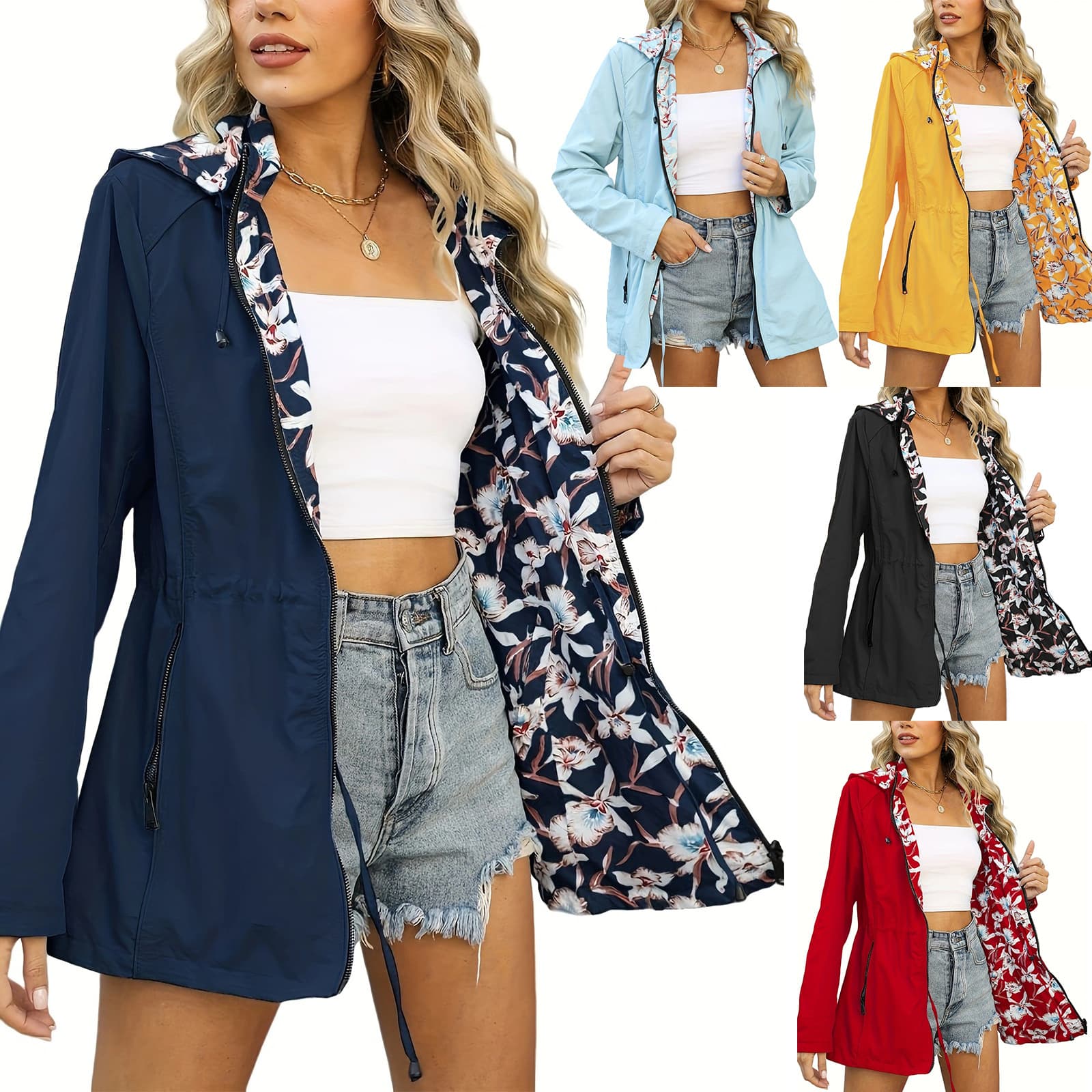 ​Women’s Waterproof Windbreaker Jacket – Slim Fit Hooded Raincoat For Outdoor & Commuting (Black/Navy/Yellow/Blue/Red, S-XXL)​