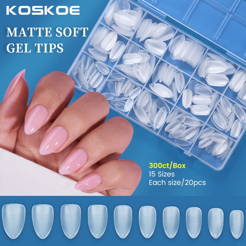 False Nails 300pcs Boxed Nail Art Nail Tips Fully Frosted Ultra Thin Seamless Free Of Carving And Grinding Almond Full Stickers Boxed False Nail