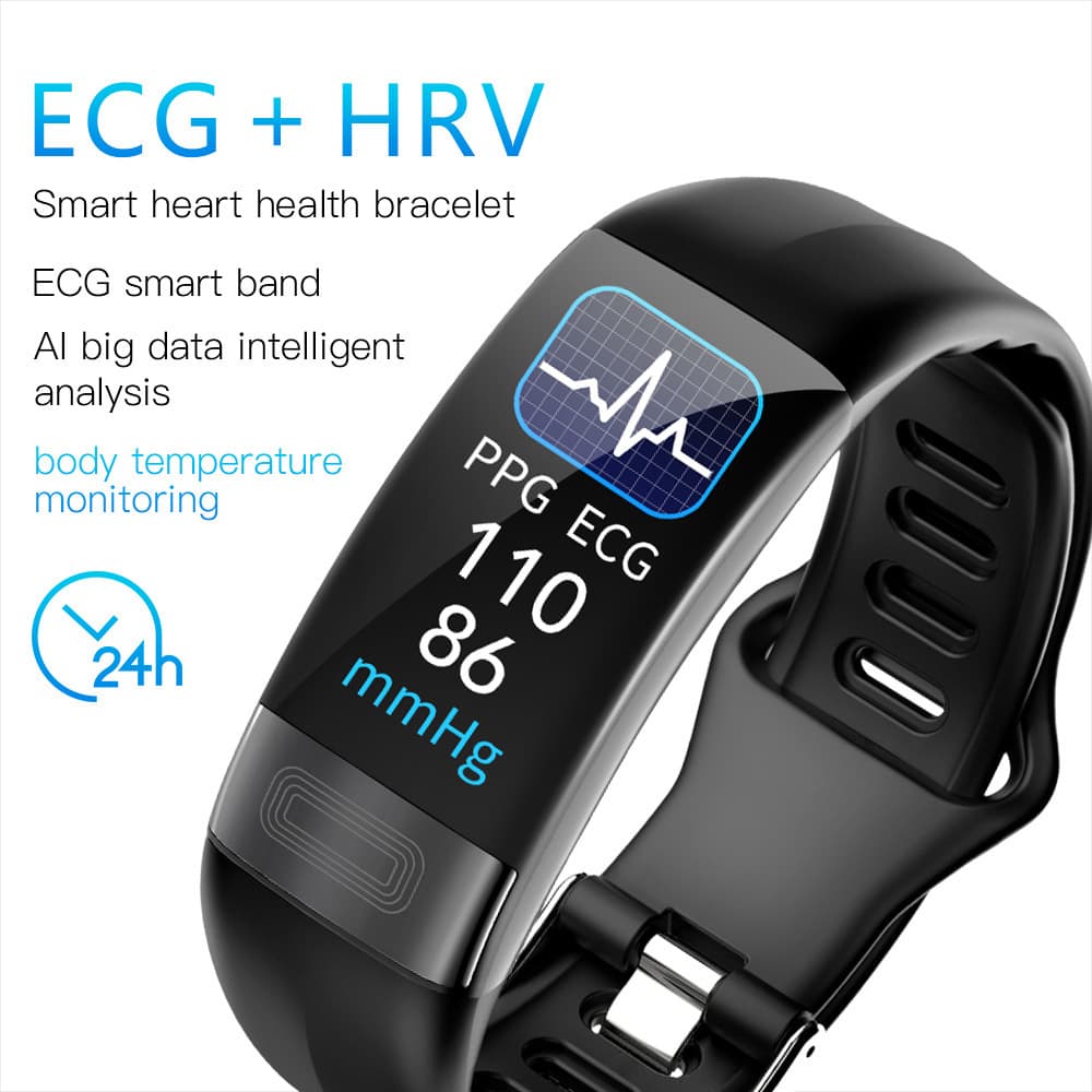 P11 Color Screen Intelligent Bracelet ECG+HRV ECG Monitoring Blood Pressure Monitor Exercise Step IP67 Waterproof Watch