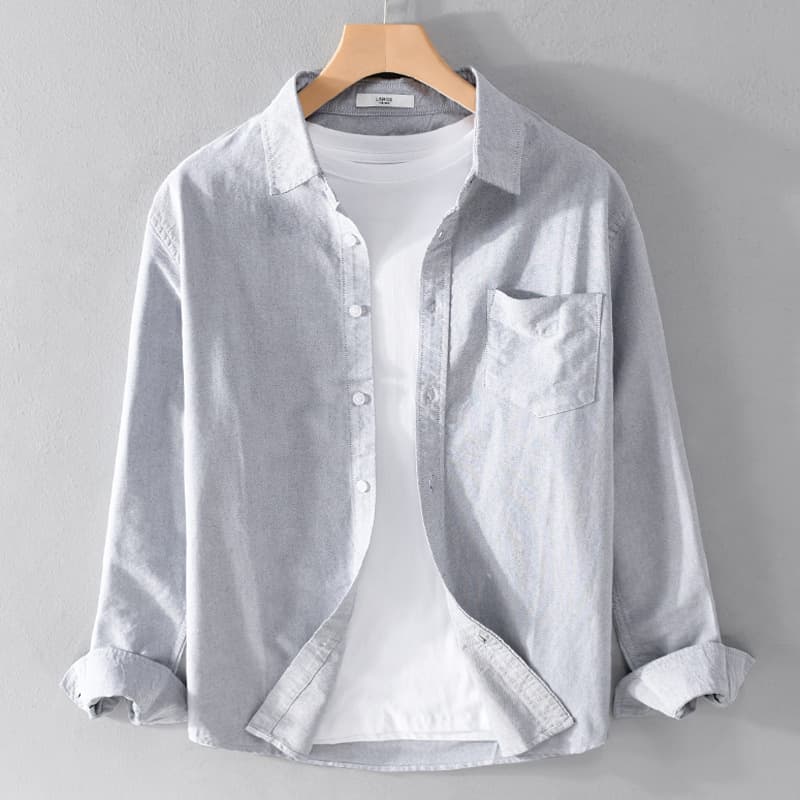 [LinenLuxe] Men's Long Sleeve Shirt - Breathable Linen Top | Summer Casual Wear