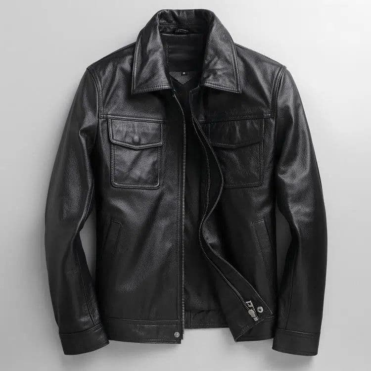 ​Men’s Distressed Leather Jacket – Vintage Bomber Style (Black, M-3XL) | Slim Fit & Lightweight​