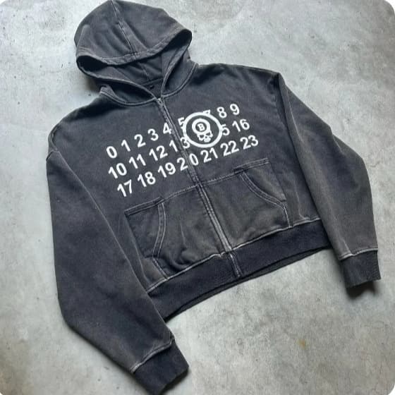 2024 Zipper Hoodie Cool Internet Celebrity Hooded Cardigan Small Bell Letter New Print Jacket Top