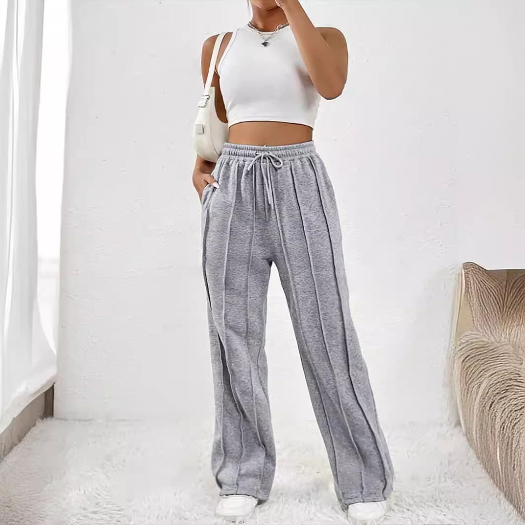Women's Clothing 2024 women's casual fashion sweatpants drawstring vertical stripes straight sweatpants women