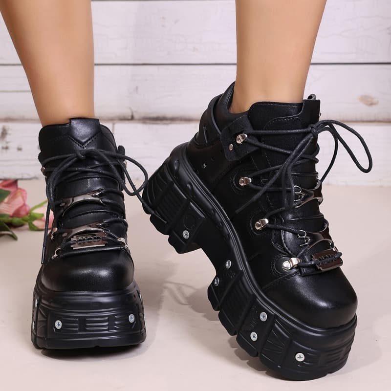 Baskets décontractées à plateforme pour femmes, style automne, bout rond, talons à brides