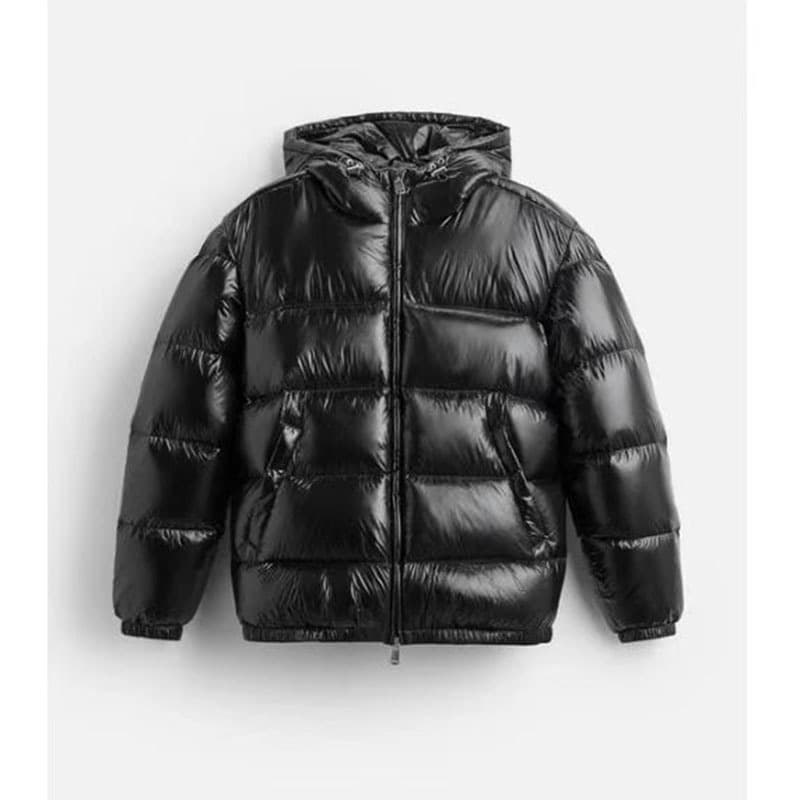 Men's Winter Puffer Jacket – Thickened Polyester Hooded Coat, Windproof & Lightweight Quilted Outerwear For Cold Weather (Black/Dark Green, XS-XXL)