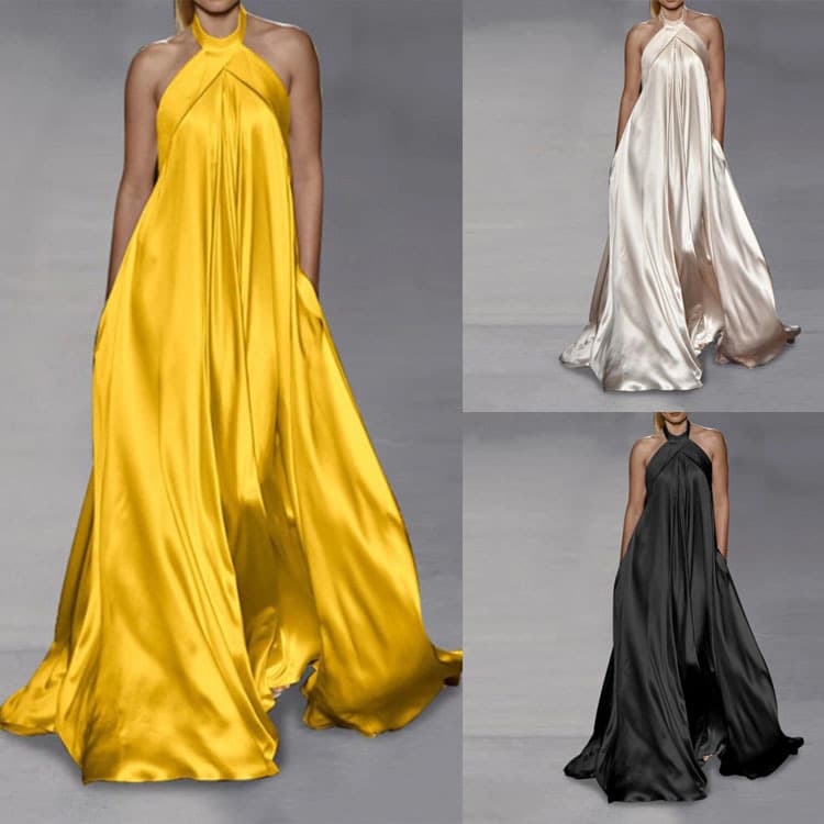Women's summer and autumn new style fashion casual solid color long swing dress