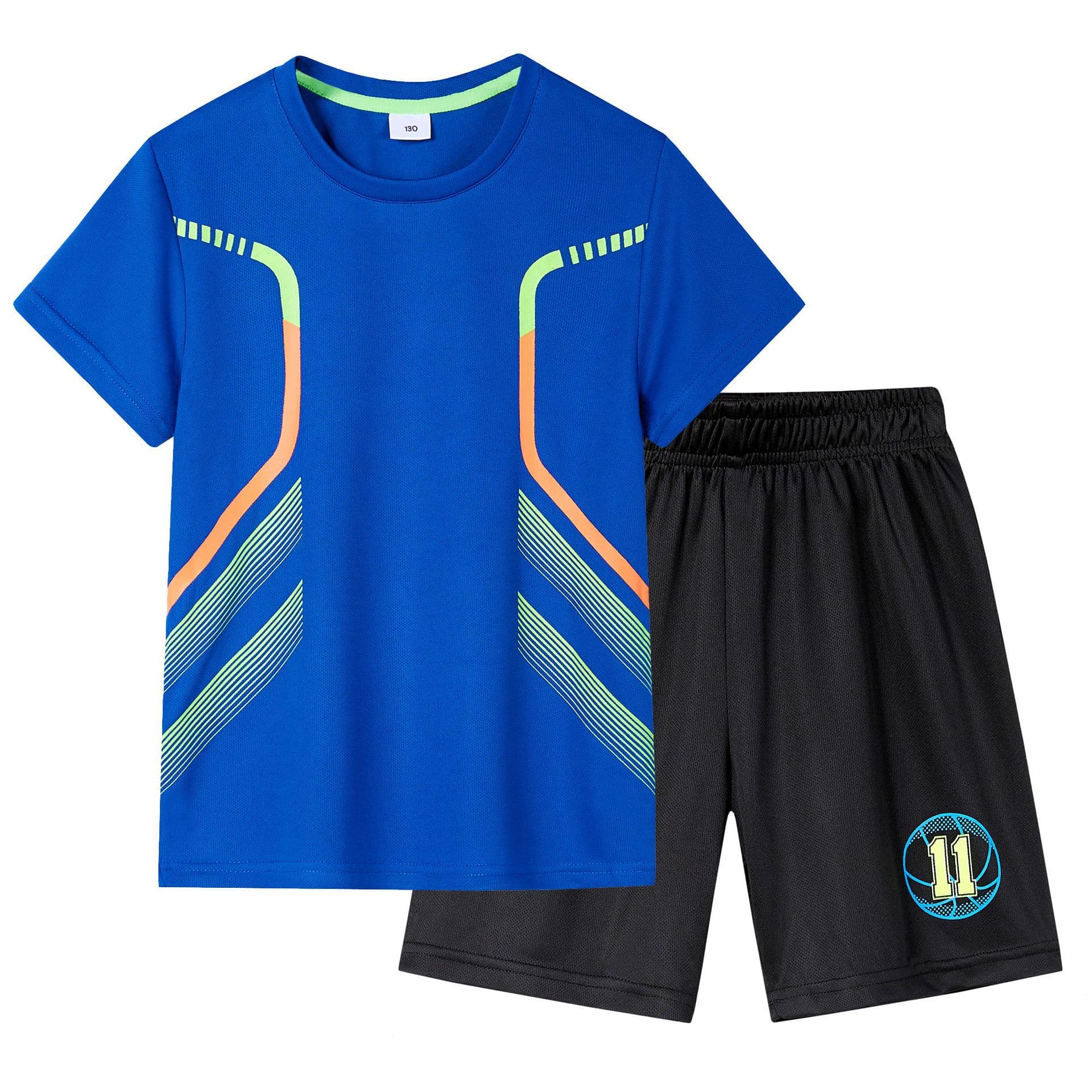Kids Clothing Boys' summer children's suit outdoor quick-drying short-sleeved stretch T-shirt stretch elastic shorts sports suit