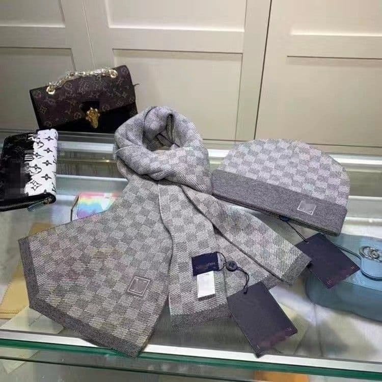 Écharpe haut de gamme pour homme, tricotée, épaisse, chaude, en laine cachemire, polyvalente, cache-cou, bonnet, ensemble deux pièces