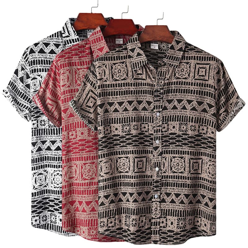 Men's Clothing Plus Size Loose Short Sleeve Shirt Casual Shirts