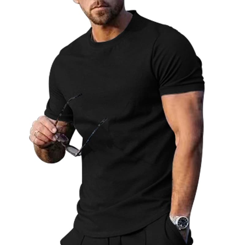 Spot Cross-border Europe And America Summer Men's Crew Neck Short Sleeve Solid Color Top Trend Loose T-Shirt