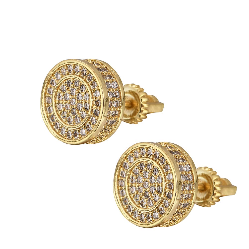 Women's Jewelry Hip Hop Earrings Couples' Round Full Zirconium Personalized Earrings Trendy Simple Design Earrings For Men And Women