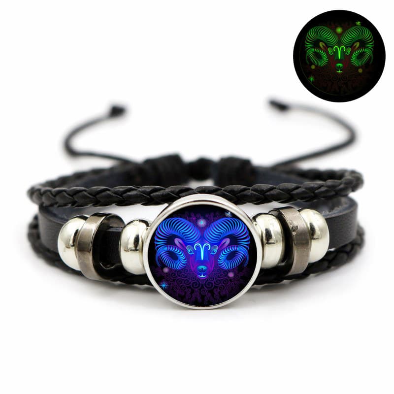 Twelve Constellations Women, Luminous Leather Bracelet For Men, Student Korean Style Fashion Simple Glowing Wristband