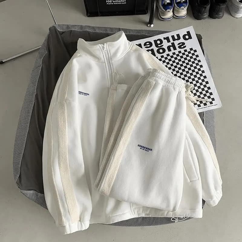 Casual Sporty Men's Hoodie Pants Set Hong Kong Style Long Sleeve Autumn Winter Loose Trendy Student Wear AE Origin China
