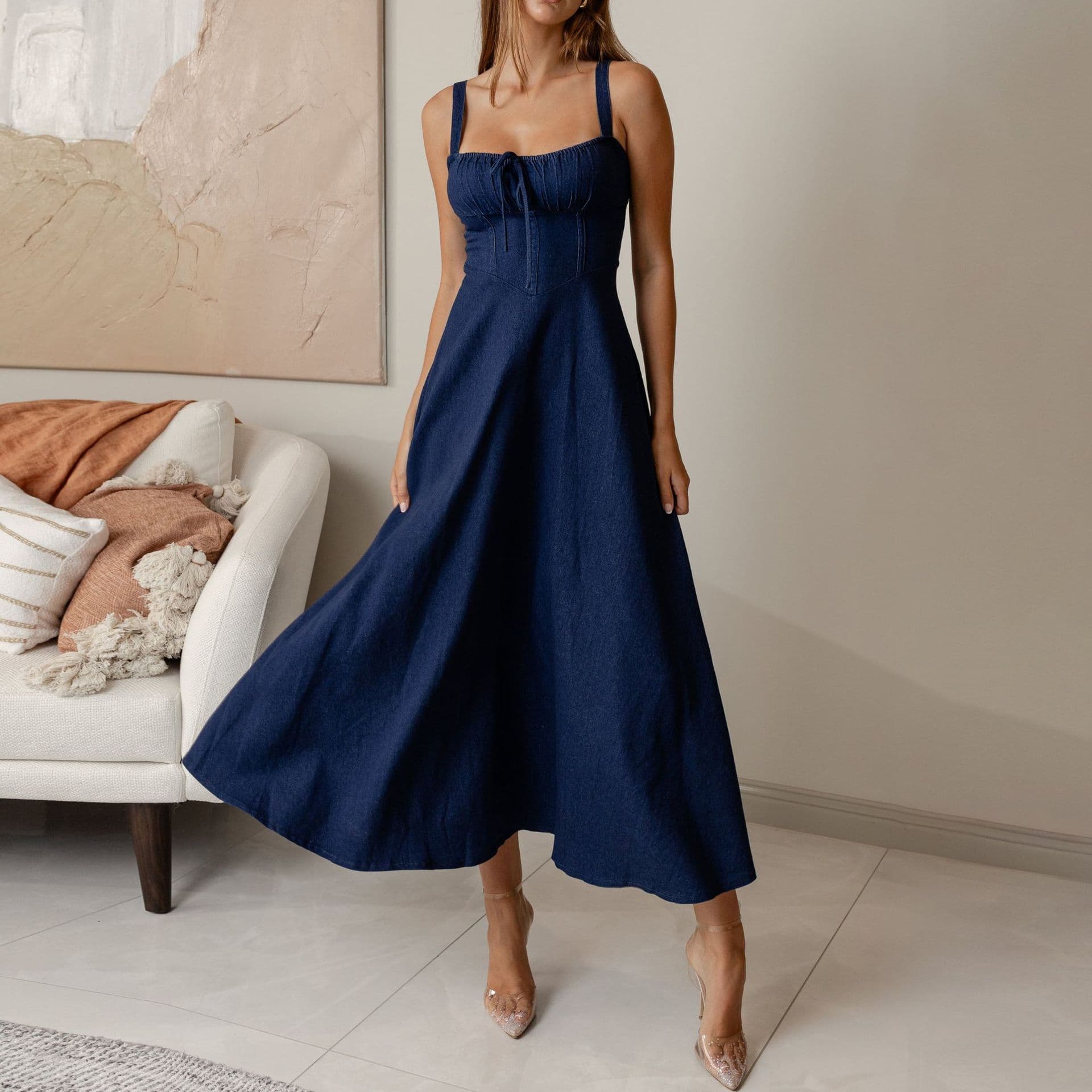 Women's Clothing New Suspender Skirt Summer Fashion Sexy Backless Sleeveless Denim Dress Female