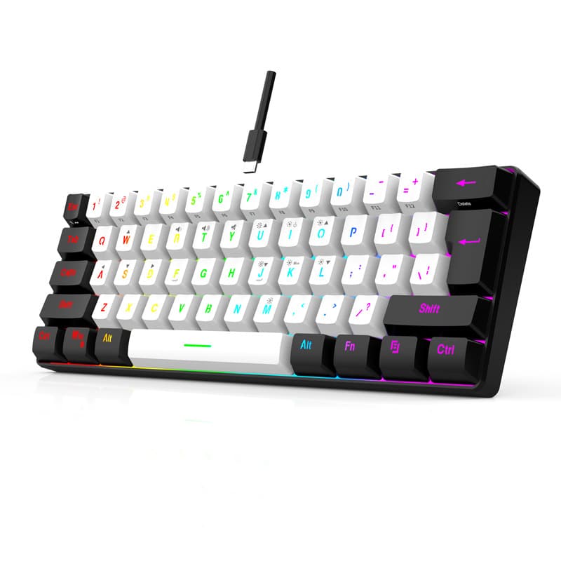 Clavier d'ordinateur portable compact et portable, 61 touches, rétroéclairage RGB, pour le jeu et les affaires.