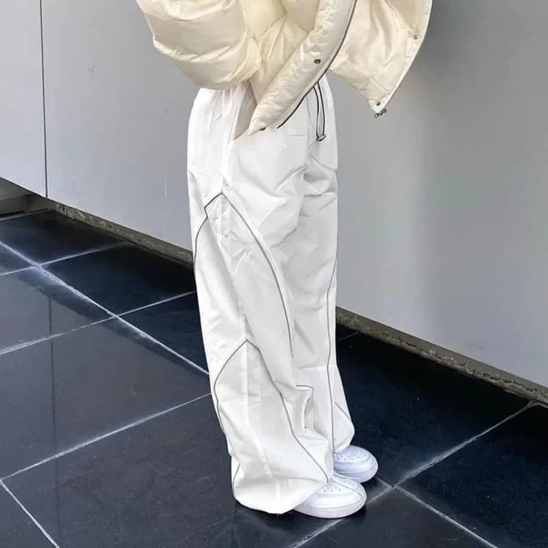 hot selling Black for Women Fashion White Straight Wide Leg Trousers Ladies Loose Long Female Y2K Cargo Pants Summer Streetwear