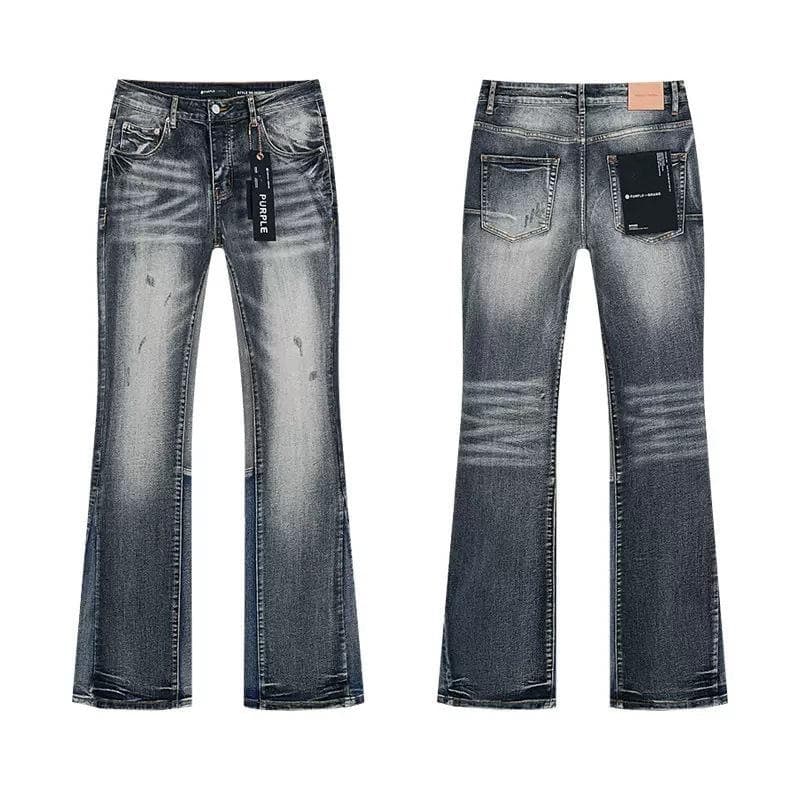 Jeans droits brodés et écussons pour hommes - Denim