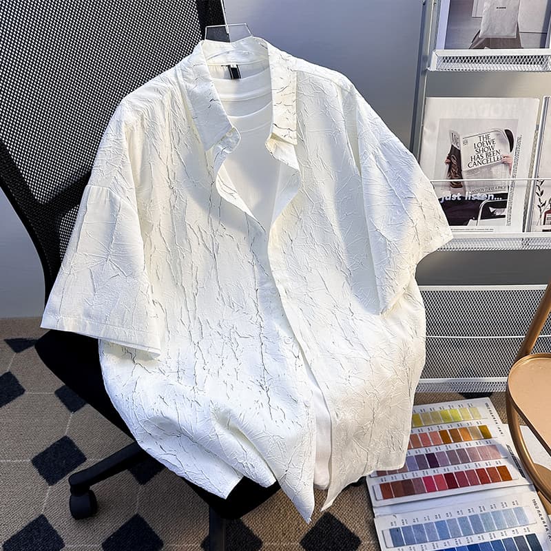 Men's Clothing Short Sleeved Shirt Style Trendy Sports Youth Handsome Shirt