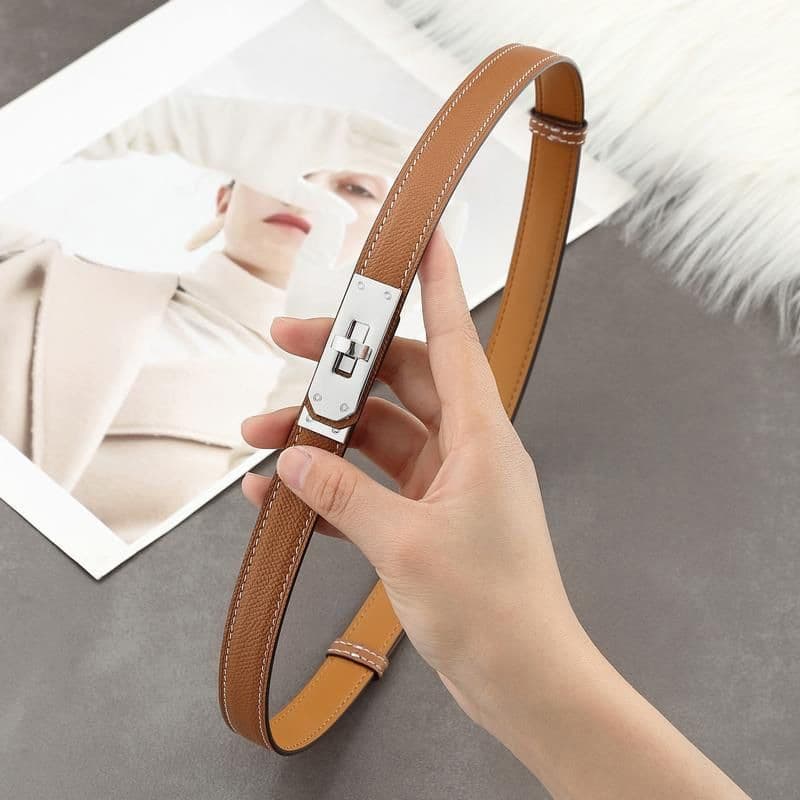 Ceinture H Brand pour femme en cuir véritable, polyvalente, idéale pour manteau, robe, taille affinée, style Kelly tendance