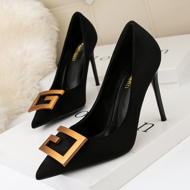 Women's Shoes Korean version of versatile professional women's shoes stiletto suede pointed sexy slim banquet high heels shallow mouth single shoes